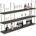 Multi Tier Metal Storage Shelf For Wine Glasses And Bottles