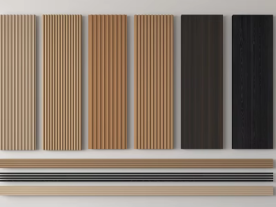 Wooden Wall Panels with Vertical Slats in Various Light and Dark Color Tones 3d model