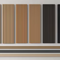 Wooden Wall Panels with Vertical Slats in Various Light and Dark Color Tones
