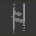 Sleek Silver Pistol Weapon With Orange Grip And Metallic Finish Details