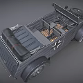 Vintage Military Open Top Vehicle Featuring Spare Tire And Dark Exterior Design
