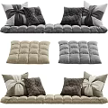 Decorative Home Cushions With Bow Details And Square Seat Pads In Gray Beige