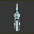 Light Blue Sci Fi Spaceship Model With Detailed Structure And Reflective Base