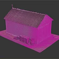Wooden House With White Exterior Gray Roof And Wooden Crates Barrels