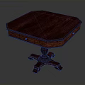 Traditional Octagonal Wooden Table With Dark Brown Tabletop Drawers And Pedestal Legs