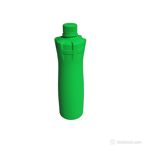 Green Plastic Bottle With Lid And Ergonomic Design For Liquid Storage 3d model 