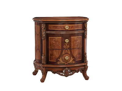 Vintage Wooden Bedside Table With Carved Details And Ornate Drawer Design 3d model