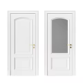 Modern White Swing Door with Glass Panel and Gold Handle 3d model