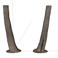 Stone and Wood Decorative Trunks with Natural Texture and Solid Stone Bases