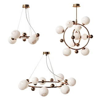 Light Luxury Chandelier Metal Chandelier Combination 3d model