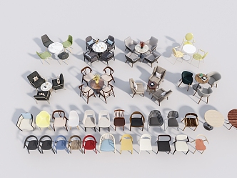 Modern tables and chairs 3d model