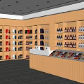 Modern Tobacco and Liquor Store Interior with Shelves Counter Tobacco Products and Alcohol Displays