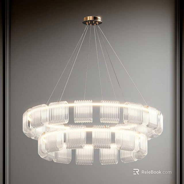 Elegant Modern Chandelier With Transparent Glass Multi layer Ring Design For Interior Lighting 3d model 