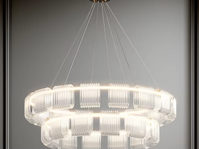 Elegant Modern Chandelier With Transparent Glass Multi layer Ring Design For Interior Lighting 3d model