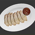 Fresh Tender Sliced Meat Served With Red Sauce On White Plate