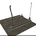 Two Metal Base Units With Black Cable And Silver Rod Attachments