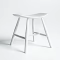 Modern Black Wooden Stool With Curved Seat And Four Legs Structure