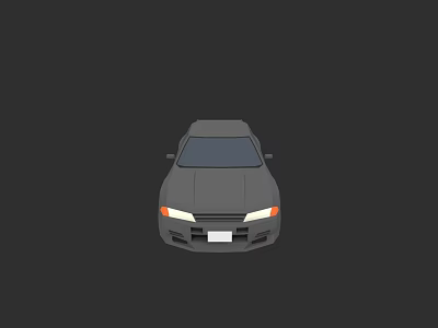 Gray Car 3D Model Front View With Headlights And License Plate 3d model