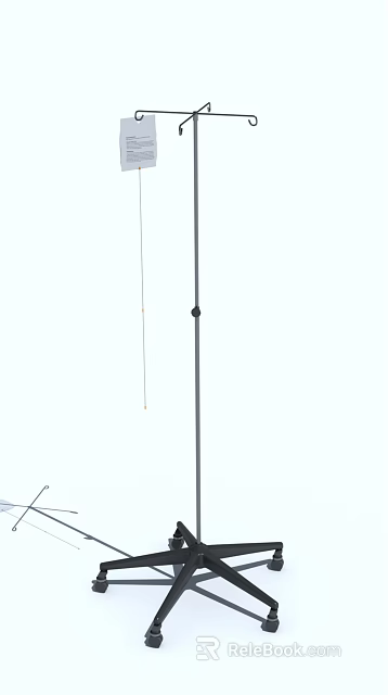 Medical Device IV Stand With Adjustable Height And Stable Base For Clinical Use 3d model