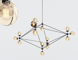 Industrial LOFT chandelier geometric glass ball chandelier 3d model