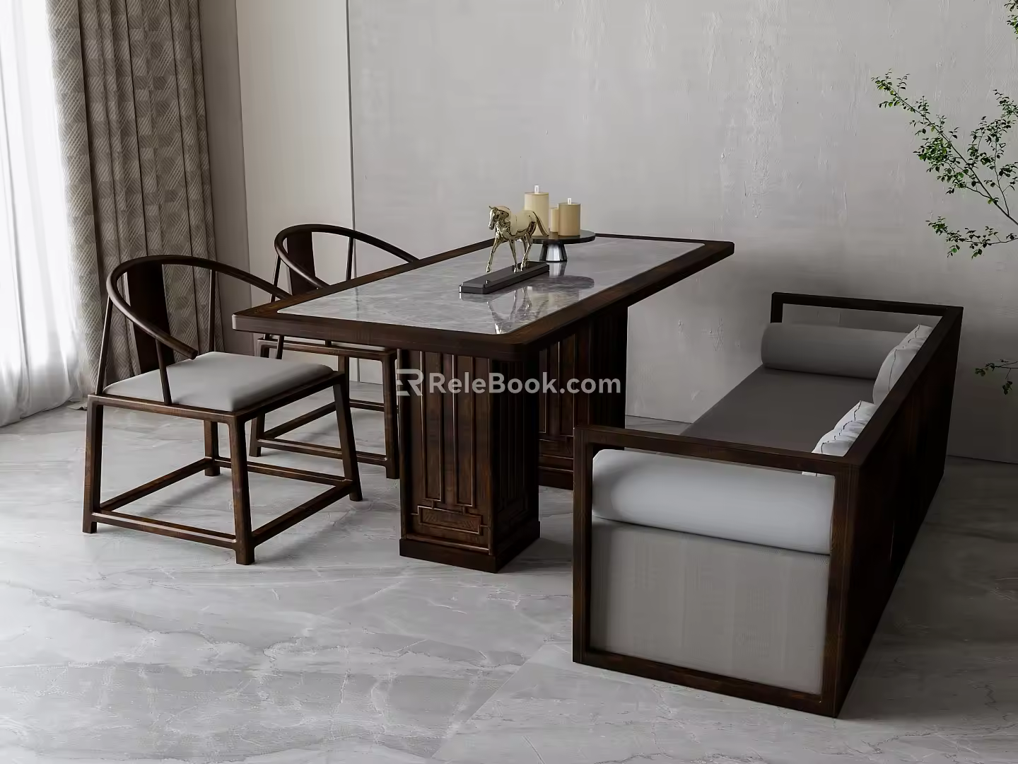 New Chinese Dining Table and Chair Combination 3d model