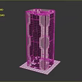 Modern Geometric High Rise Building Model With White Black Exterior And Glass Curtain Walls