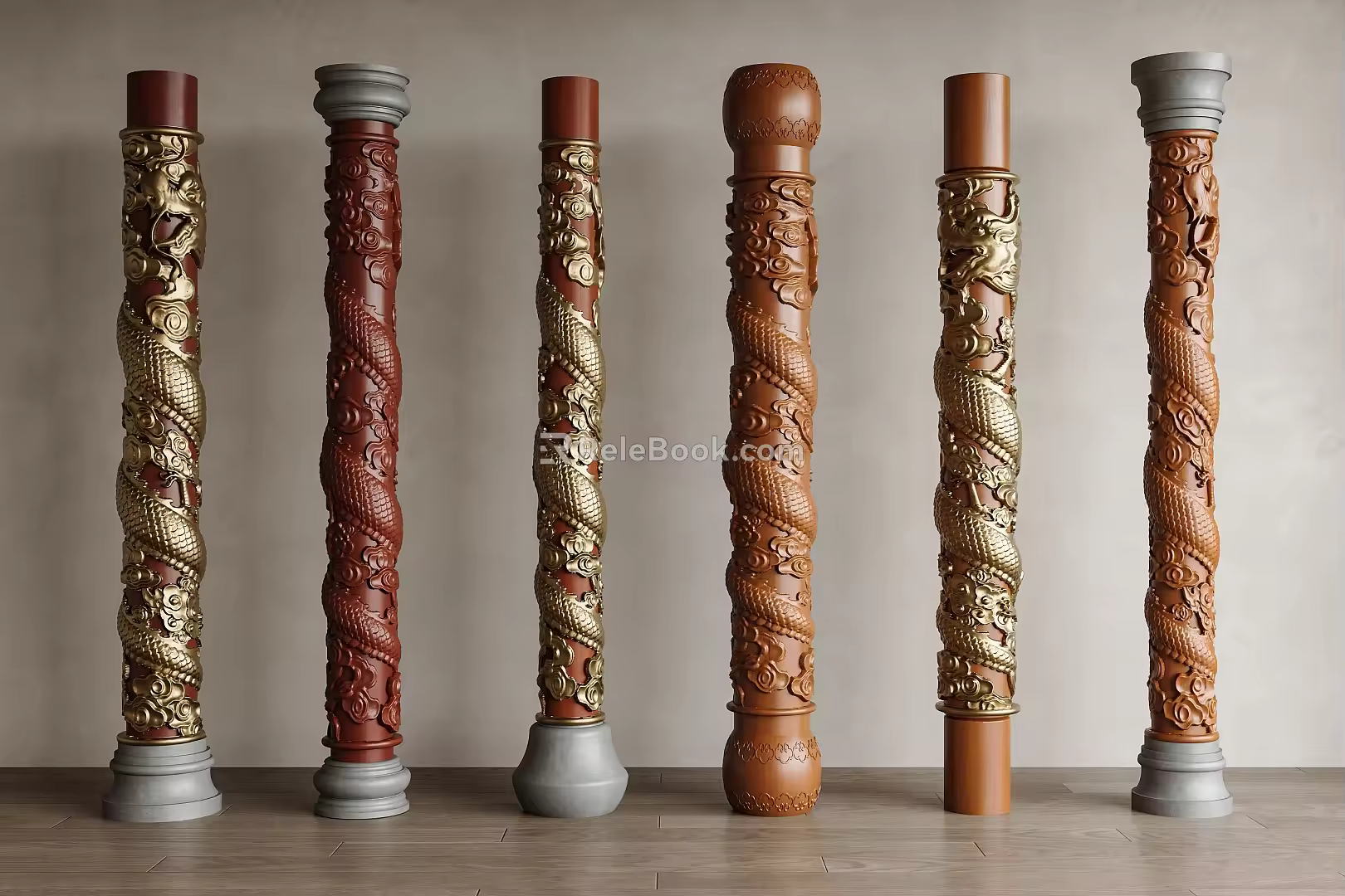 Chinese-style Column Pier Decorative Column Panlong Column Carved Column 3d model