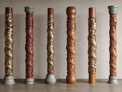 Chinese-style Column Pier Decorative Column Panlong Column Carved Column model