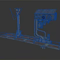 Industrial Metal Platform With Control Box Pipes Utility Pole And Railings