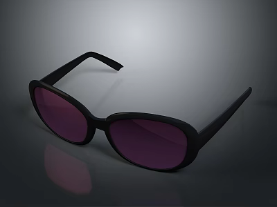 Stylish Black Sunglasses With Purple Tinted Lenses And Sleek Modern Design 3d model