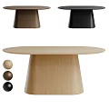 Modern Round Light Wood Dining Table With Conical Leg And Color Options