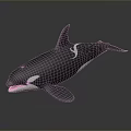 Blue Shiny Orca Marine Animal Model With Open Mouth And Detailed Fins