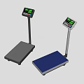 Public Facility Electronic Scales With Digital Display Control Panel And Black Blue Platform Bases 3d model
