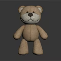 Brown Plush Teddy Bear Stuffed Doll With Cute Face And Soft Material 3d model