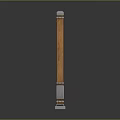 Decorative Wooden Column With Carved Details And Metal Top And Base