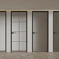 Modern Flush Doors With Diverse Grid Patterns And Black Frames In Interior 3d model