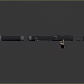 Black Submachine Gun Weapon with Silencer and Yellow Sling in Studio