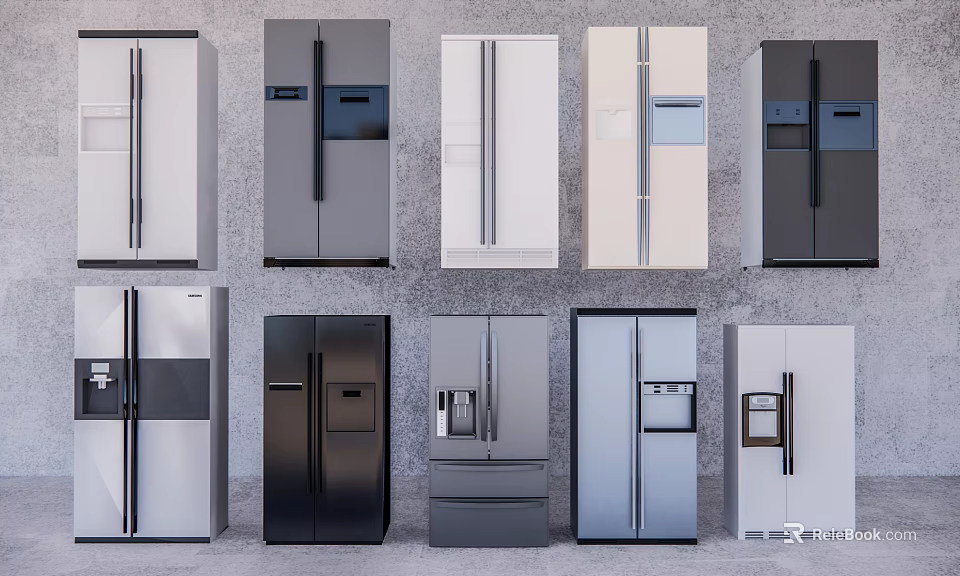 Modern Design Refrigerators with Various Colors and Styles for Home Use 3d model 