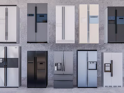 Modern Design Refrigerators with Various Colors and Styles for Home Use 3d model