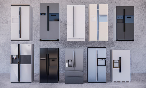 Modern refrigerator double door refrigerator combination 3d model