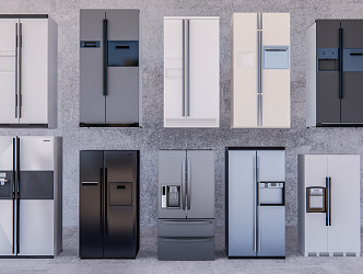 Modern refrigerator double door refrigerator combination 3d model