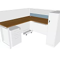 Modern L Shaped Office Desk With Wooden Top Partition Drawers And Cabinet