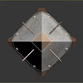 Space Aerospace Futuristic Metallic Geometric Object With Orange Lights Spikes And Textured Surface