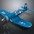 Vintage Blue Military Airplane Model With Stars Number 99 And Propeller