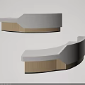 Modern Reception Desk Design With White Terrazzo Countertop And Wooden Curved Base