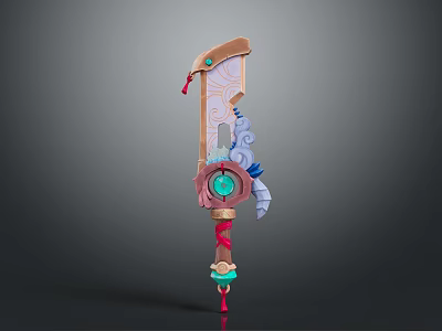 Decorative Fantasy Weapon With Intricate Patterns Pink Blue Green Gems And Tassel 3d model
