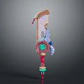 Decorative Fantasy Weapon With Intricate Patterns Pink Blue Green Gems And Tassel