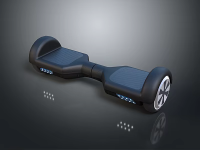 Black Electric Hoverboard With LED Lights And Modern Self Balancing Design 3d model