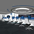 Modern Monitoring Room Command and Control Hall Monitoring Hall Dispatching Command Center Office Desk and Chair 3d model