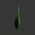 Mythical Black And Gold Weapon With Green Glowing Wings And Reflective Surface